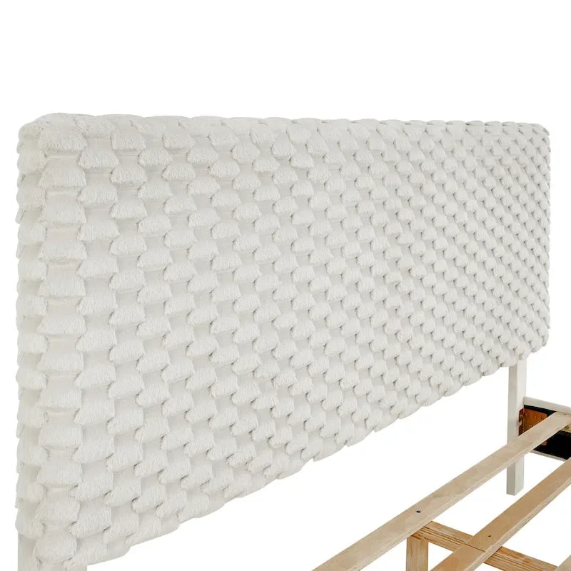Lit plateforme complet avec tête de lit réglable, Tissu Dove