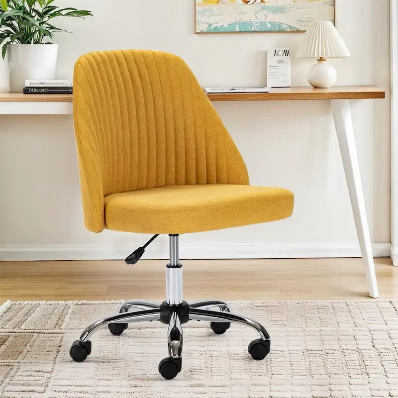 Chaise de bureau pivotante en tissu capitonné "Chic Channel" pour la maison et le maquillage