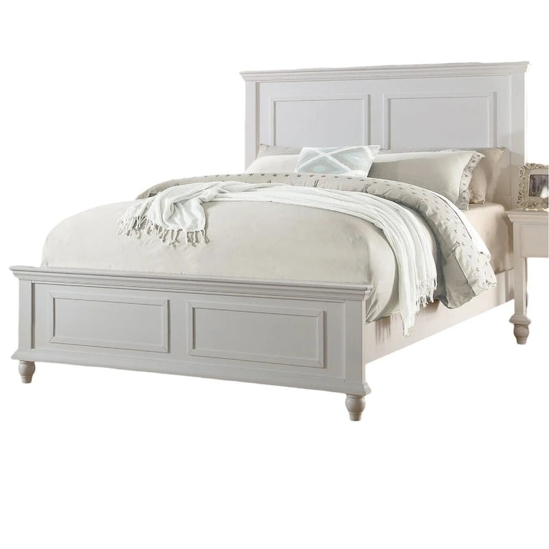 Lit Blanc de Taille King Oriental Meuble de Chambre à Coucher Tête et Pied de Lit Hauts en Contreplaqué 1 Cadre de Lit