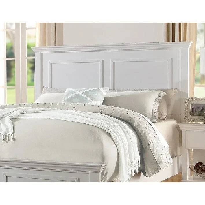 Lit Blanc de Taille King Oriental Meuble de Chambre à Coucher Tête et Pied de Lit Hauts en Contreplaqué 1 Cadre de Lit