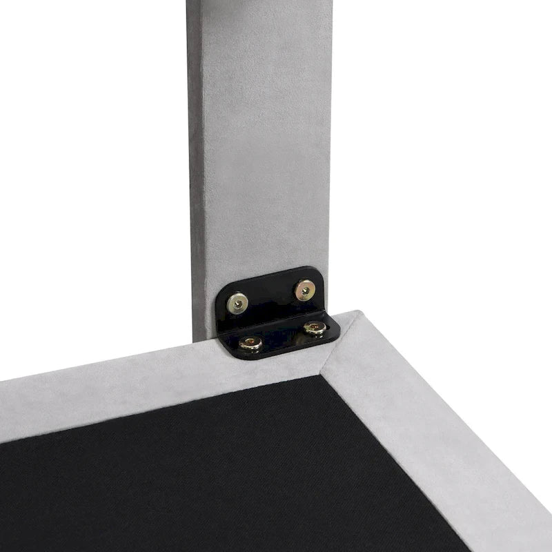 Lit Queen Size en Velours Gris Rembourré avec Lumière Capteur, Design Plateforme Flottante et Tête de Lit