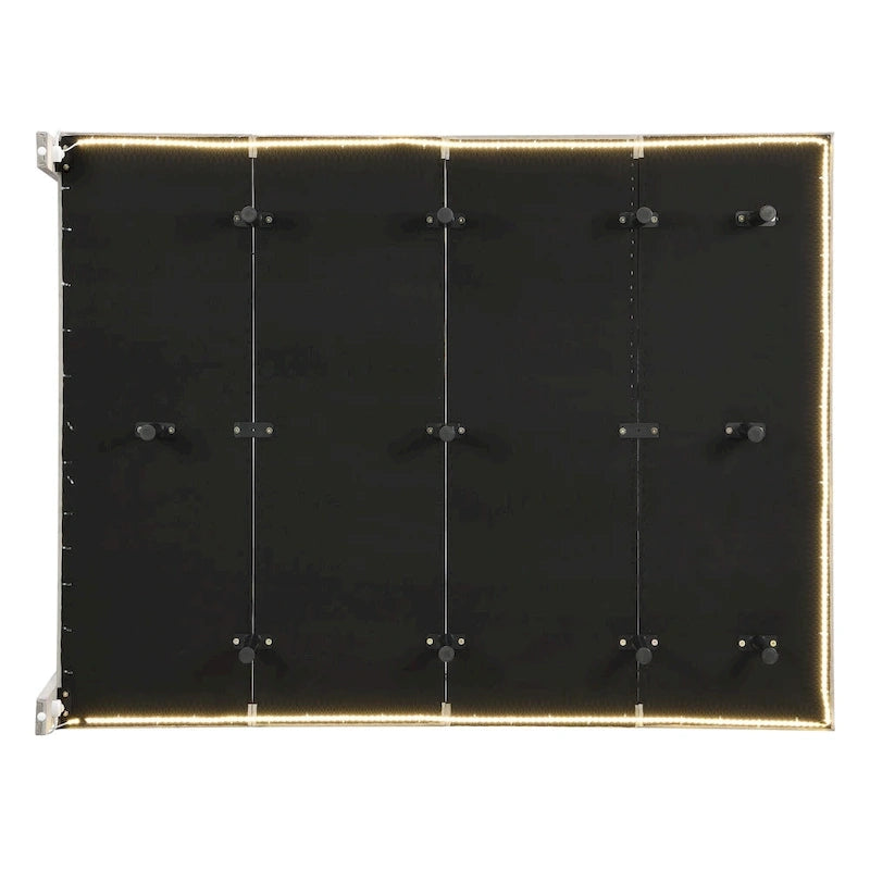 Lit Queen Size en Velours Gris Rembourré avec Lumière Capteur, Design Plateforme Flottante et Tête de Lit