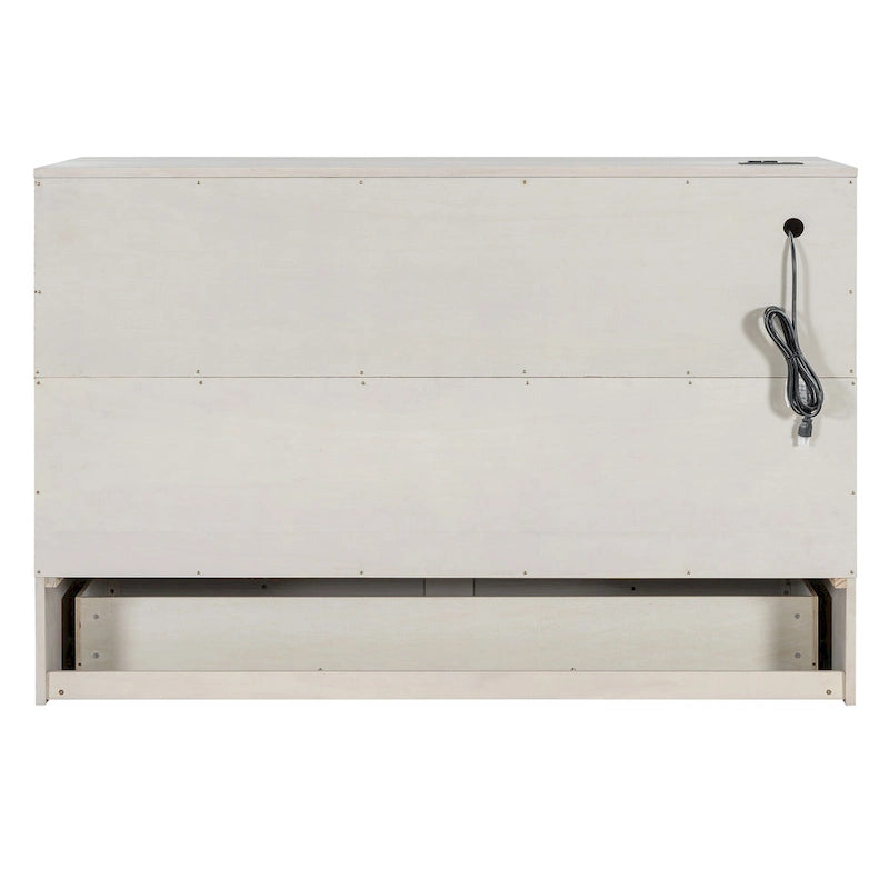 Lit escamotable moderne Queen avec tiroirs de rangement polyvalents et USB
