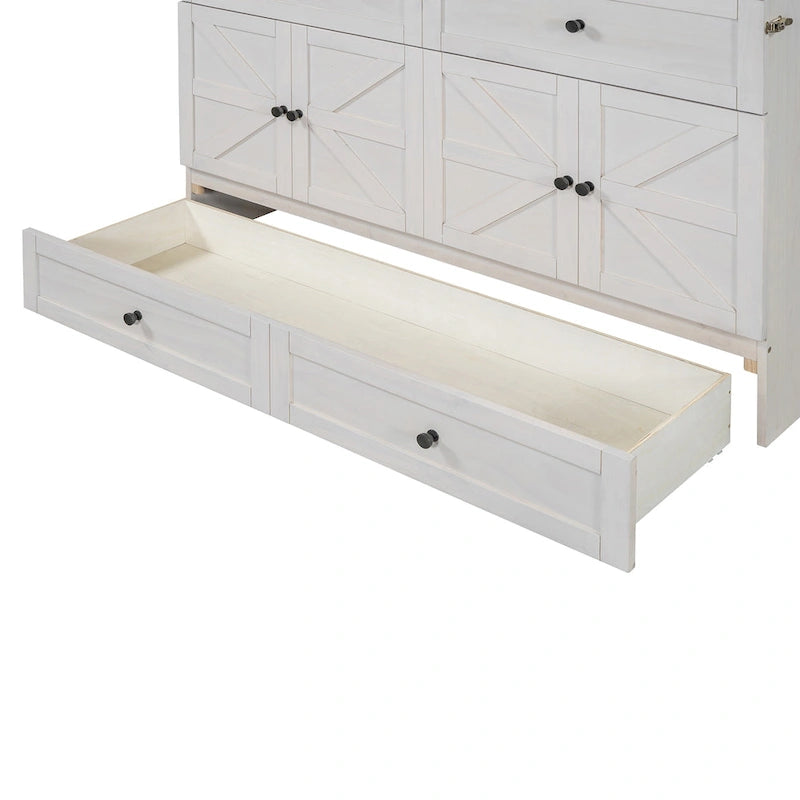Lit escamotable moderne Queen avec tiroirs de rangement polyvalents et USB