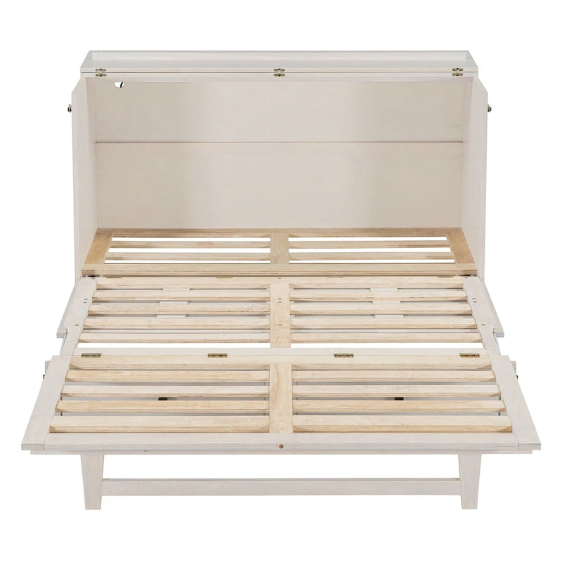 Lit escamotable moderne Queen avec tiroirs de rangement polyvalents et USB