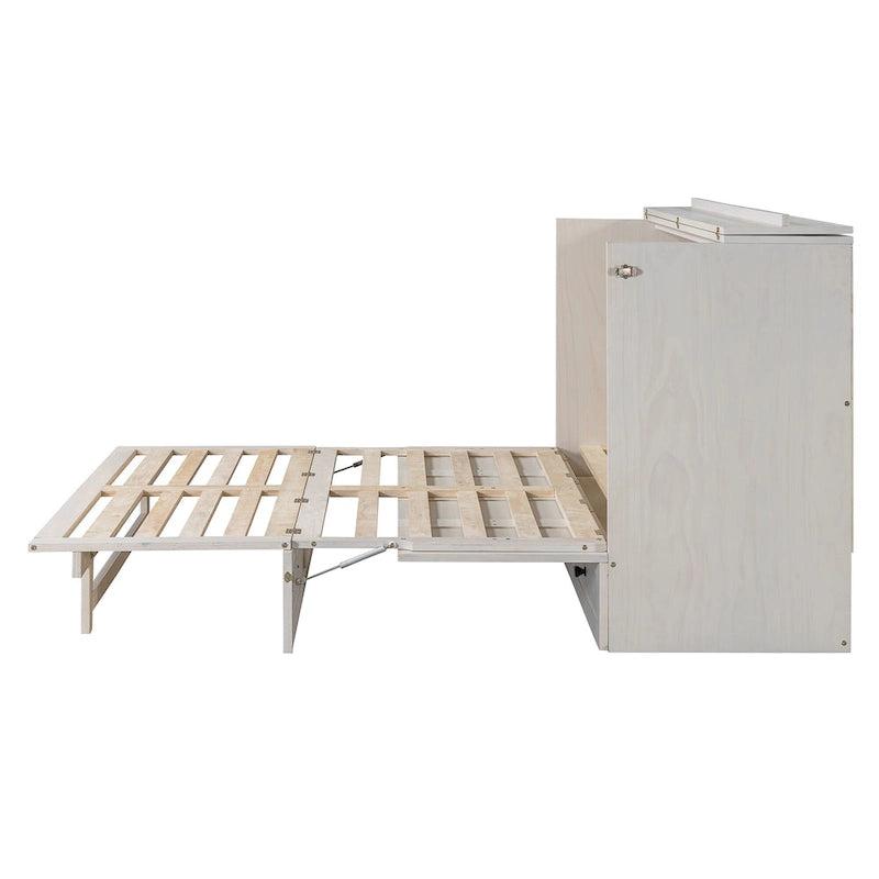 Lit escamotable moderne Queen avec tiroirs de rangement polyvalents et USB