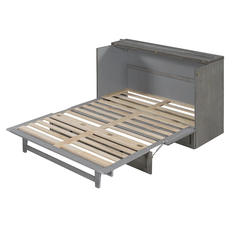 Lit escamotable moderne Queen avec tiroirs de rangement polyvalents et USB