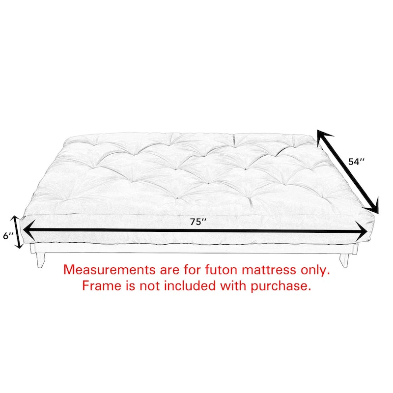 Matelas futon pleine grandeur de 6 pouces sans cadre (matelas seulement)