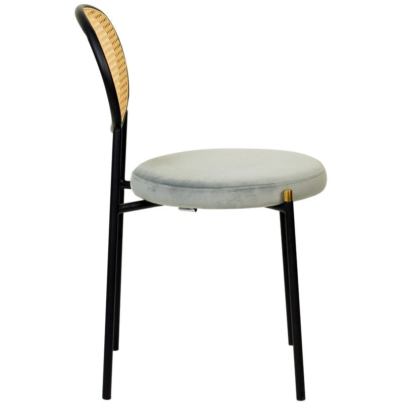 Lot de 2 chaises de salle à manger modernes avec dossier en osier et assise en velours rembourrée pour bureau, salon et cuisine