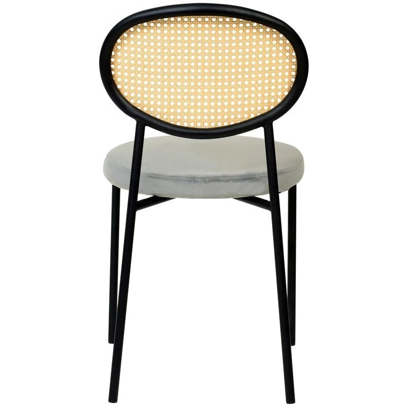 Lot de 2 chaises de salle à manger modernes avec dossier en osier et assise en velours rembourrée pour bureau, salon et cuisine