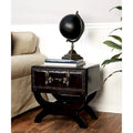 Table d'appoint style vintage en similicuir avec un tiroir et pieds incurvés - Marron - 16 L x 22 P x 22 H