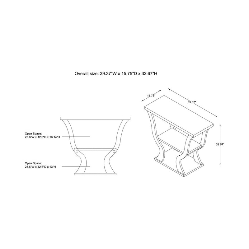 Console 39 pouces avec étagère ouverte