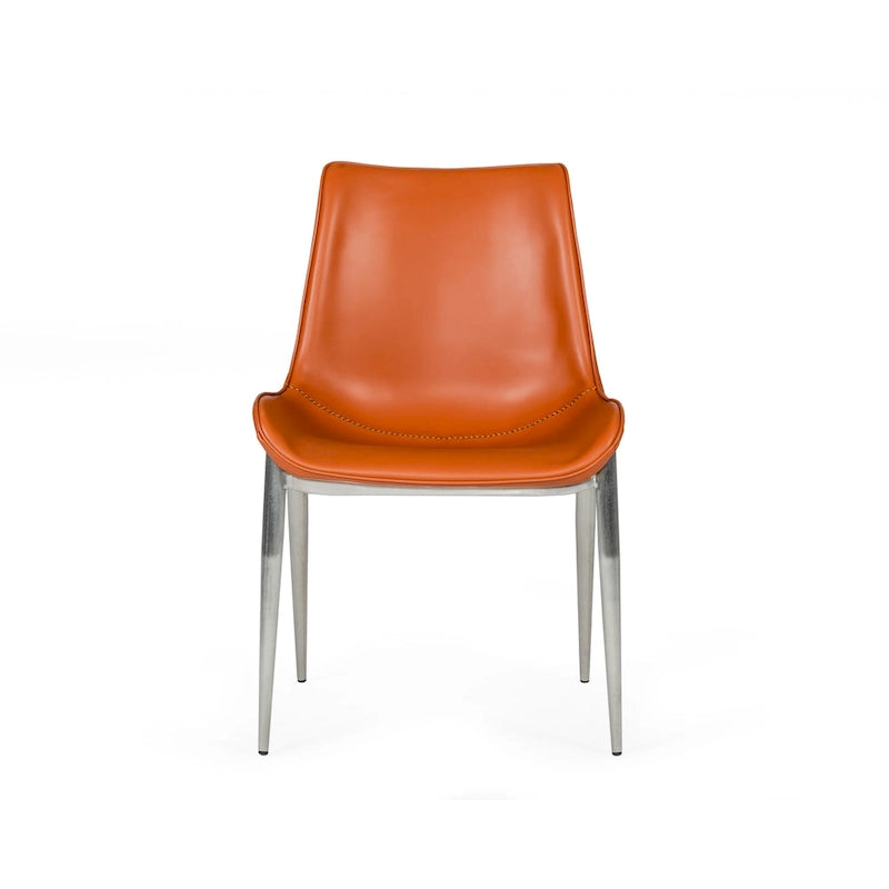 Chaise de salle à manger moderne en éco-cuir cognac (lot de 2)