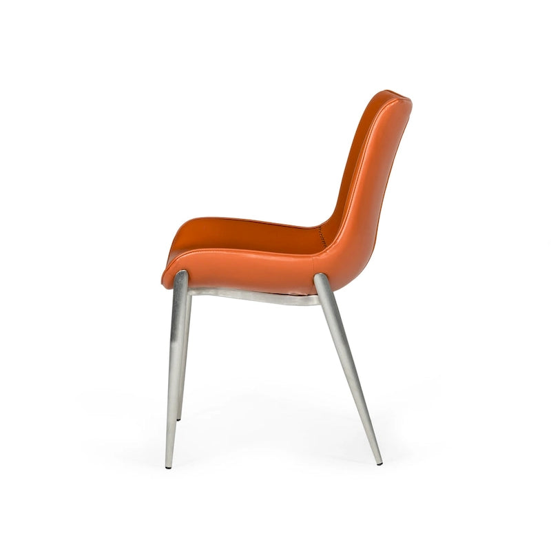 Chaise de salle à manger moderne en éco-cuir cognac (lot de 2)