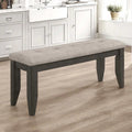 Trendy Wood and Grey Tufted Upholstered Dining Bench