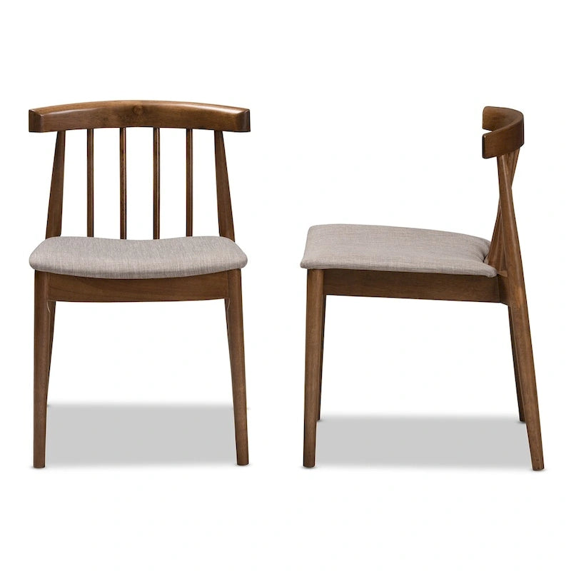 Ensemble de chaises de salle à manger en tissu beige style milieu du siècle