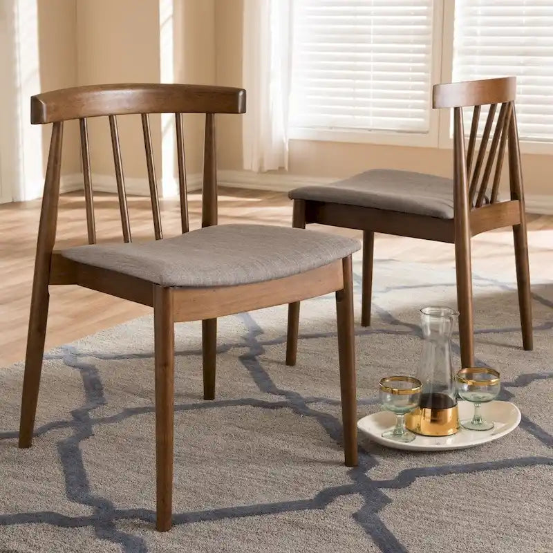 Ensemble de chaises de salle à manger en tissu beige style milieu du siècle