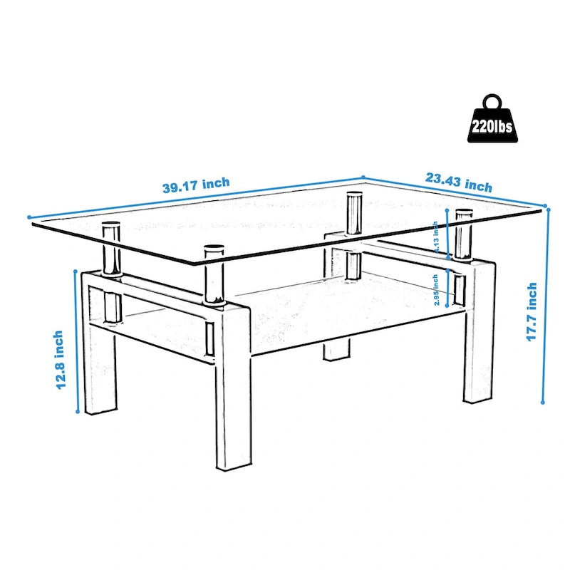 Table basse rectangulaire en verre