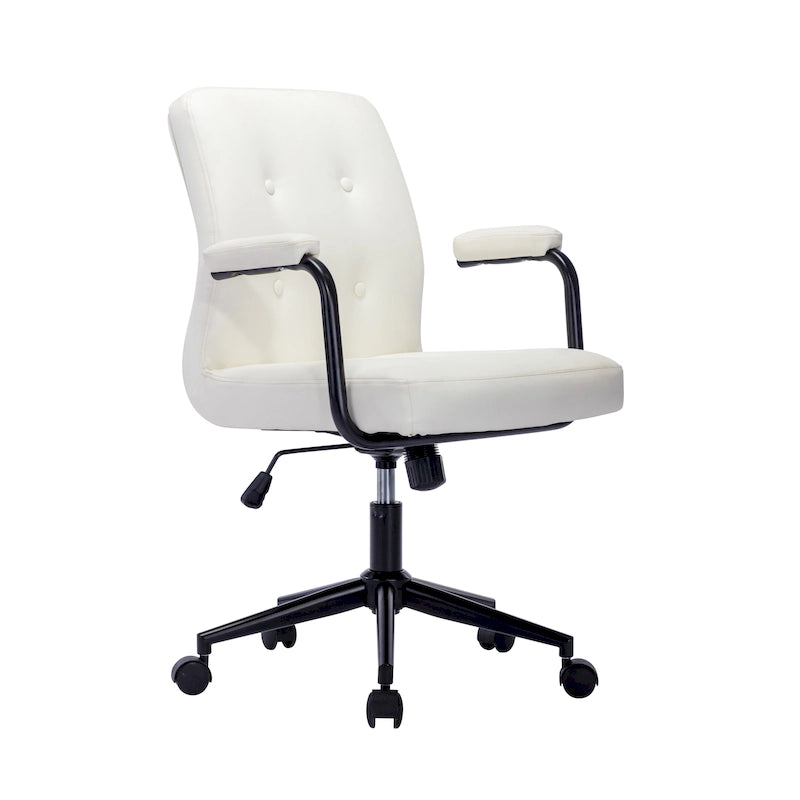 Chaise de bureau en similicuir avec base à roulettes en acier et système de bascule central
