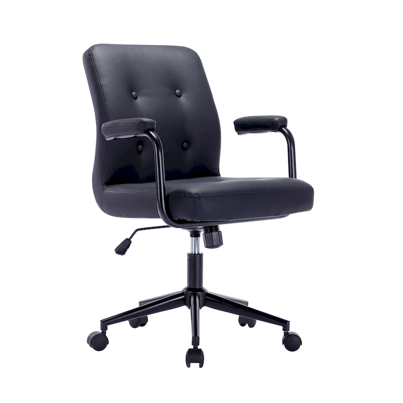 Chaise de bureau en similicuir avec base à roulettes en acier et système de bascule central