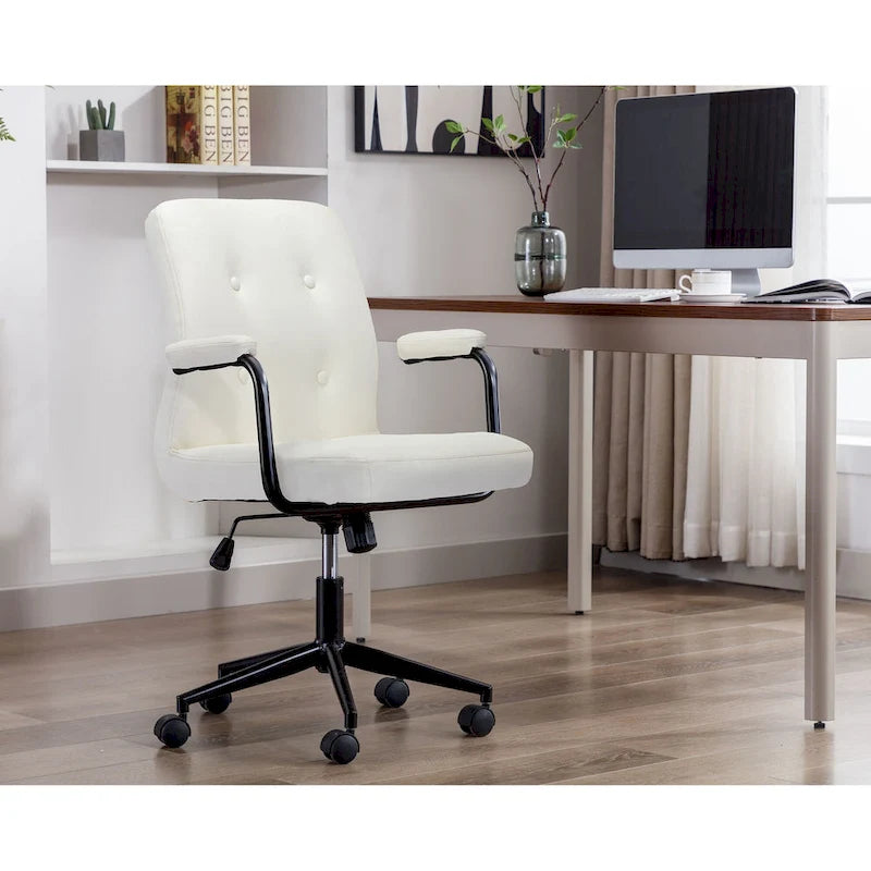 Chaise de bureau en similicuir avec base à roulettes en acier et système de bascule central