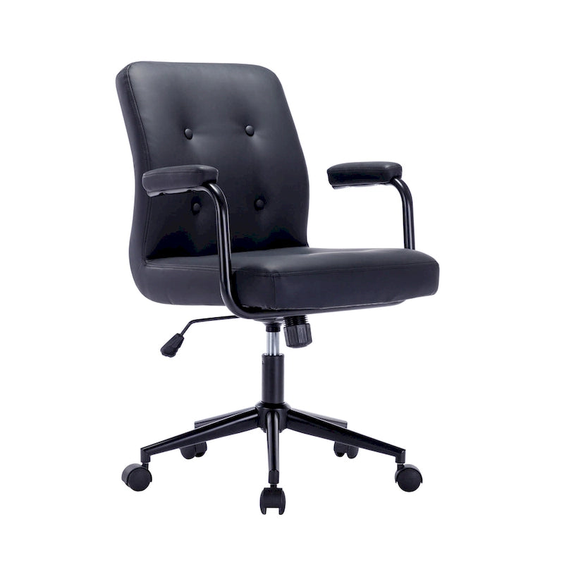 Chaise de bureau en similicuir avec base à roulettes en acier et système de bascule central