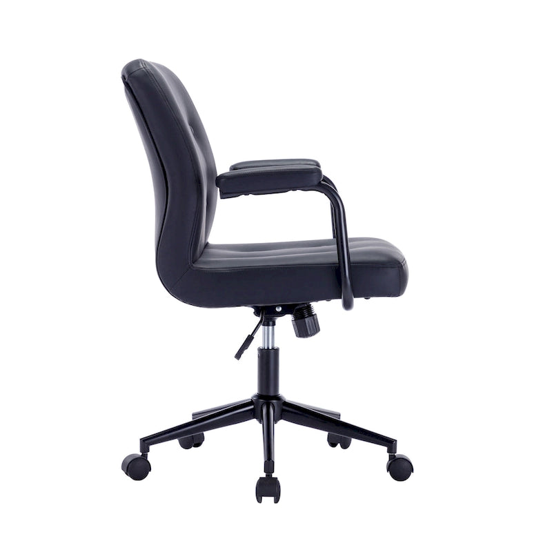 Chaise de bureau en similicuir avec base à roulettes en acier et système de bascule central