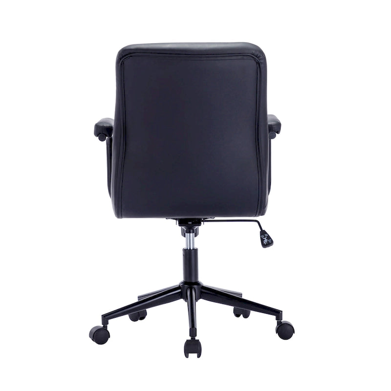 Chaise de bureau en similicuir avec base à roulettes en acier et système de bascule central