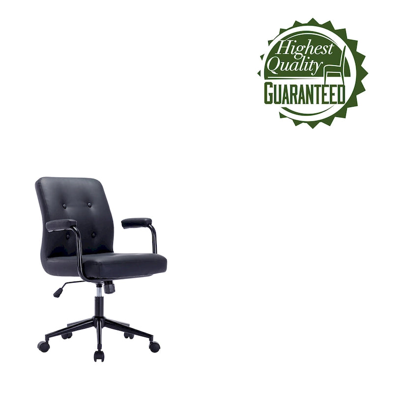 Chaise de bureau en similicuir avec base à roulettes en acier et système de bascule central