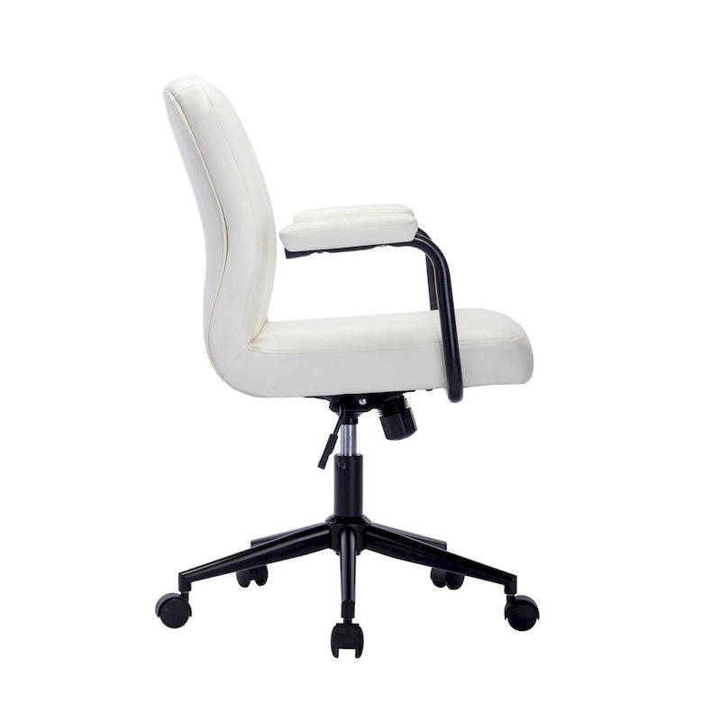 Chaise de bureau en similicuir avec base à roulettes en acier et système de bascule central