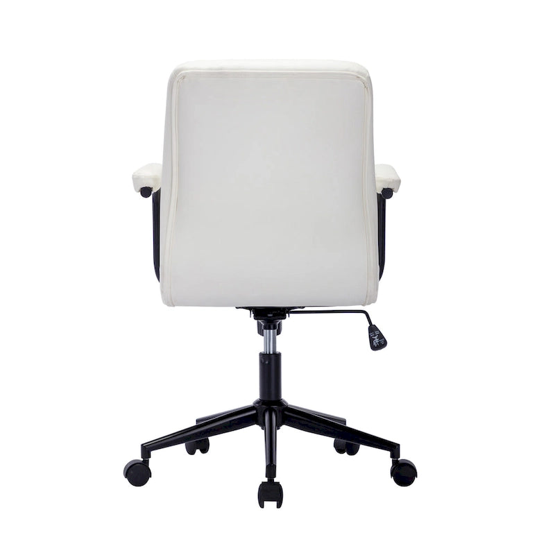 Chaise de bureau en similicuir avec base à roulettes en acier et système de bascule central