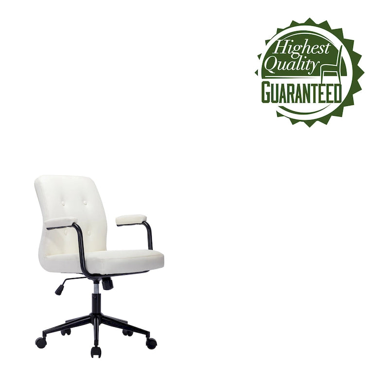 Chaise de bureau en similicuir avec base à roulettes en acier et système de bascule central
