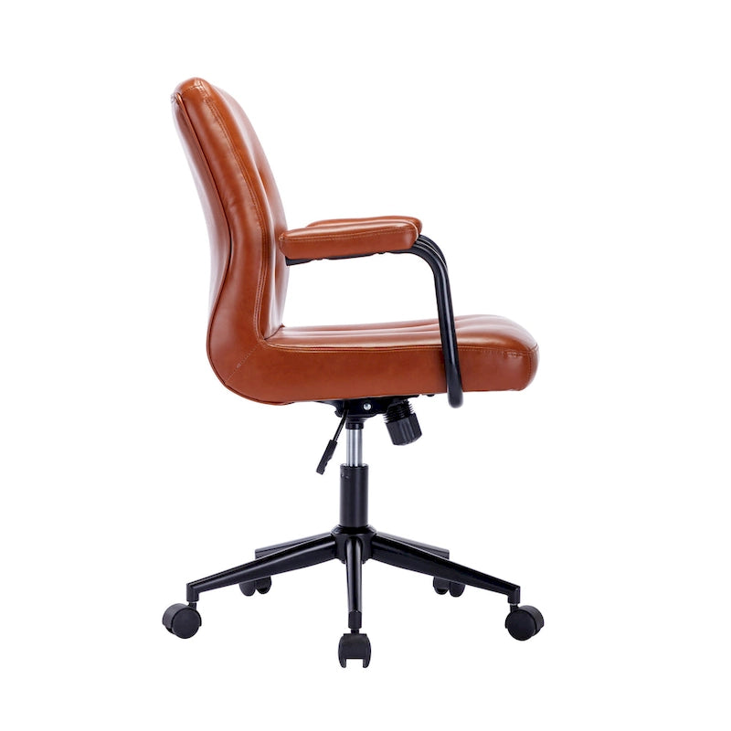 Chaise de bureau en similicuir avec base à roulettes en acier et système de bascule central