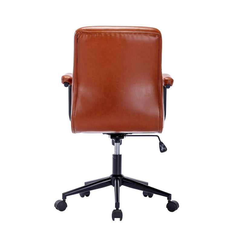 Chaise de bureau en similicuir avec base à roulettes en acier et système de bascule central