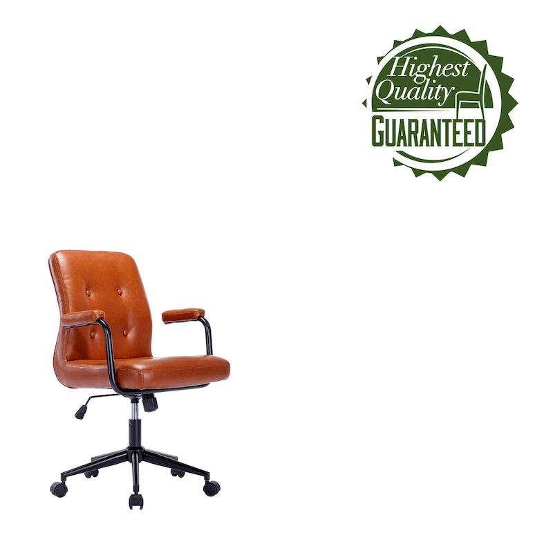 Chaise de bureau en similicuir avec base à roulettes en acier et système de bascule central