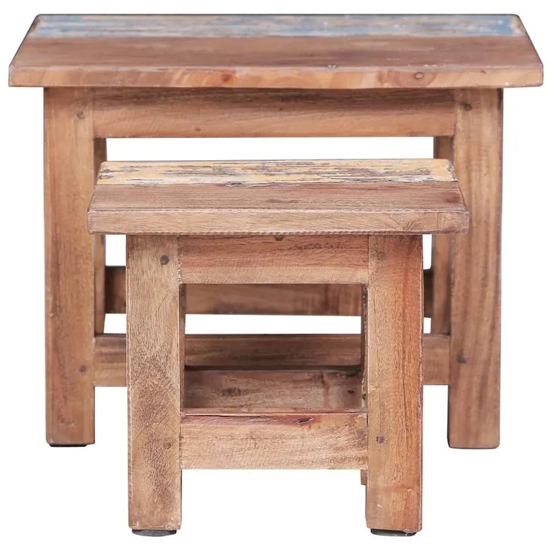 Tables gigognes 2 pcs bois massif de récupération - 15,7 x 15,7 x 11,8