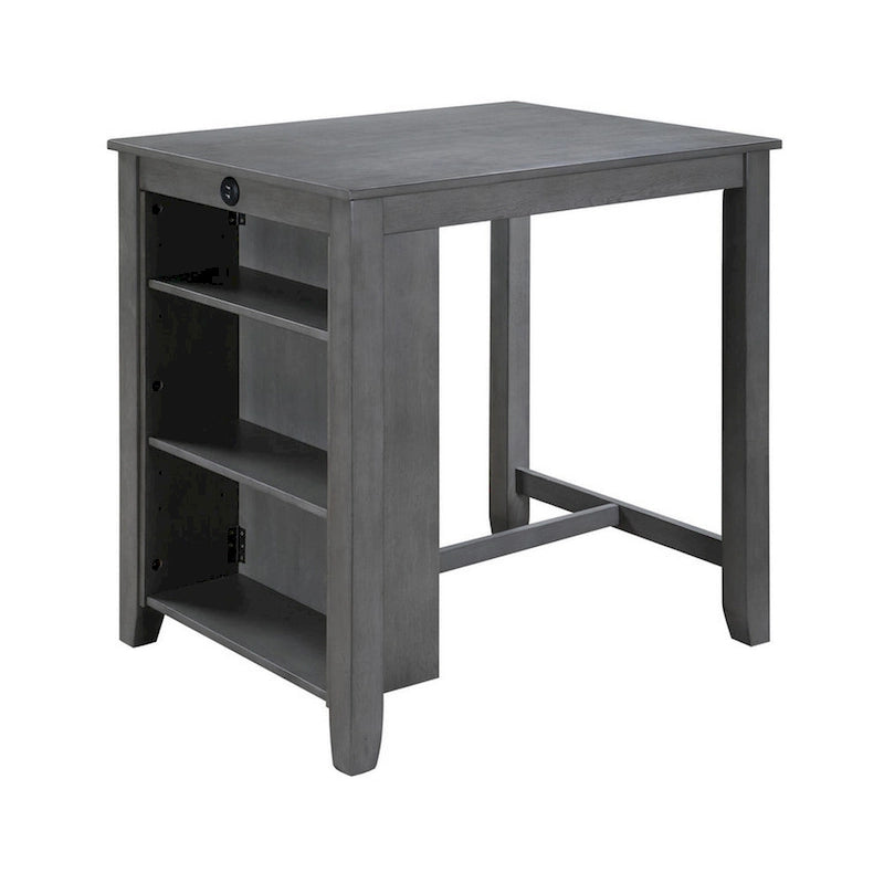 Petite table à manger de 36 pouces de hauteur comptoir avec étagères, port USB, gris