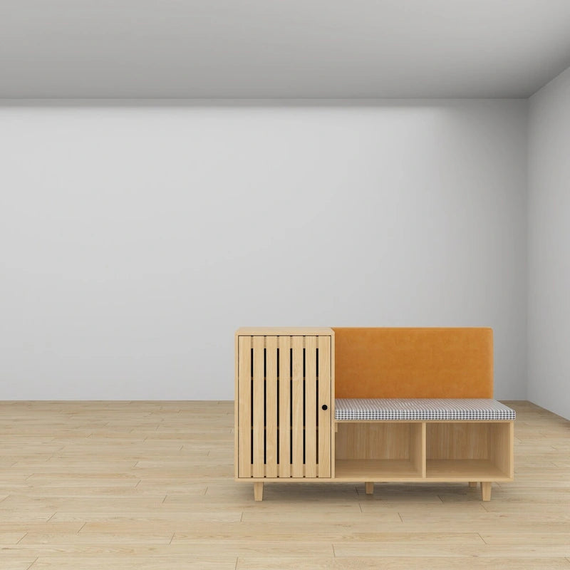 Meuble d'entrée chic pour chaussures avec banc et dossier rembourré