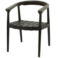 Chaise de salle à manger tressée à la main en bois de teck avec accoudoirs - Marron ou marron foncé